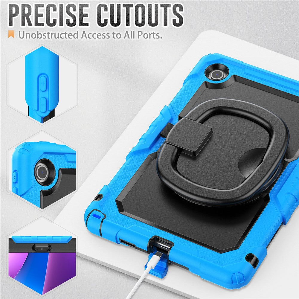 For Lenovo Tab 10.1 (2025) TB-311XU / Tab TB311FU Kickstand Case PC + Silicone Tablet Cover with Shoulder Strap - Baby Blue
