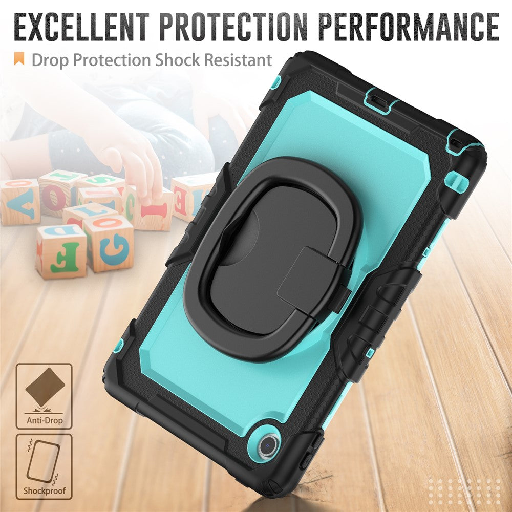 For Lenovo Tab 10.1 (2025) TB-311XU / Tab TB311FU Kickstand Case PC + Silicone Tablet Cover with Shoulder Strap - Black / Baby Blue