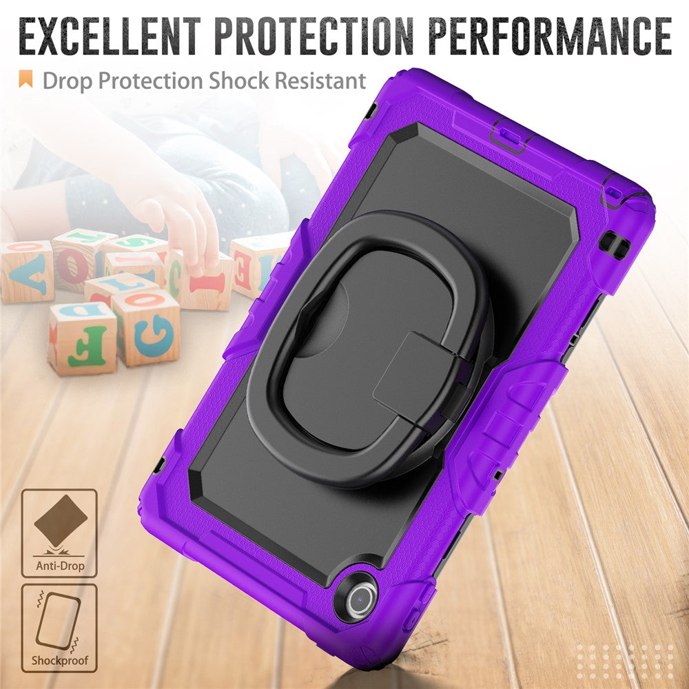 For Lenovo Tab 10.1 (2025) TB-311XU / Tab TB311FU Kickstand Case PC + Silicone Tablet Cover with Shoulder Strap - Purple