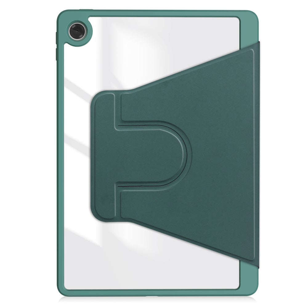 For Lenovo Tab TB311FU Case 360° Rotary Stand PU Leather+Acrylic Tablet Cover (Without Keyboard) - Blackish Green