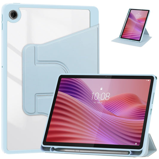 For Lenovo Tab TB311FU Case 360° Rotary Stand PU Leather+Acrylic Tablet Cover (Without Keyboard) - Sky Blue