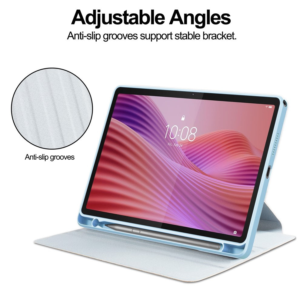 For Lenovo Tab TB311FU Case 360° Rotary Stand PU Leather+Acrylic Tablet Cover (Without Keyboard) - Sky Blue