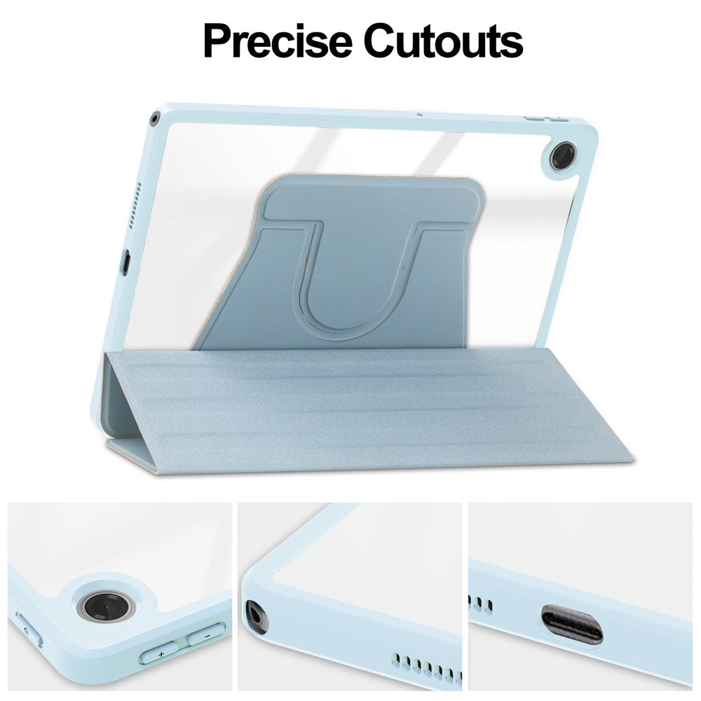 For Lenovo Tab TB311FU Case 360° Rotary Stand PU Leather+Acrylic Tablet Cover (Without Keyboard) - Sky Blue