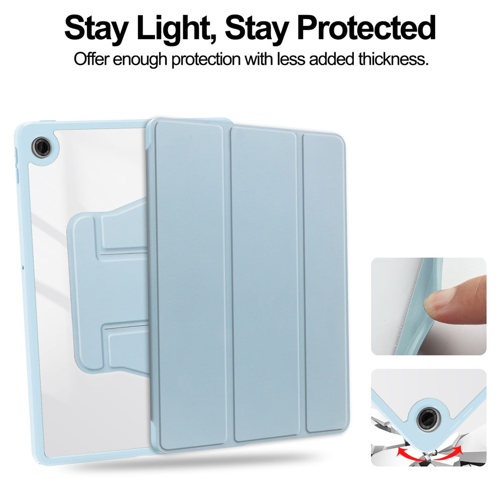 For Lenovo Tab TB311FU Case 360° Rotary Stand PU Leather+Acrylic Tablet Cover (Without Keyboard) - Sky Blue