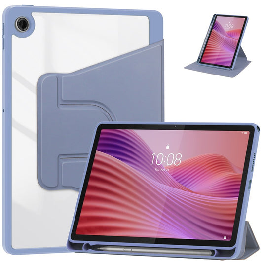 For Lenovo Tab TB311FU Case 360° Rotary Stand PU Leather+Acrylic Tablet Cover (Without Keyboard) - Purple