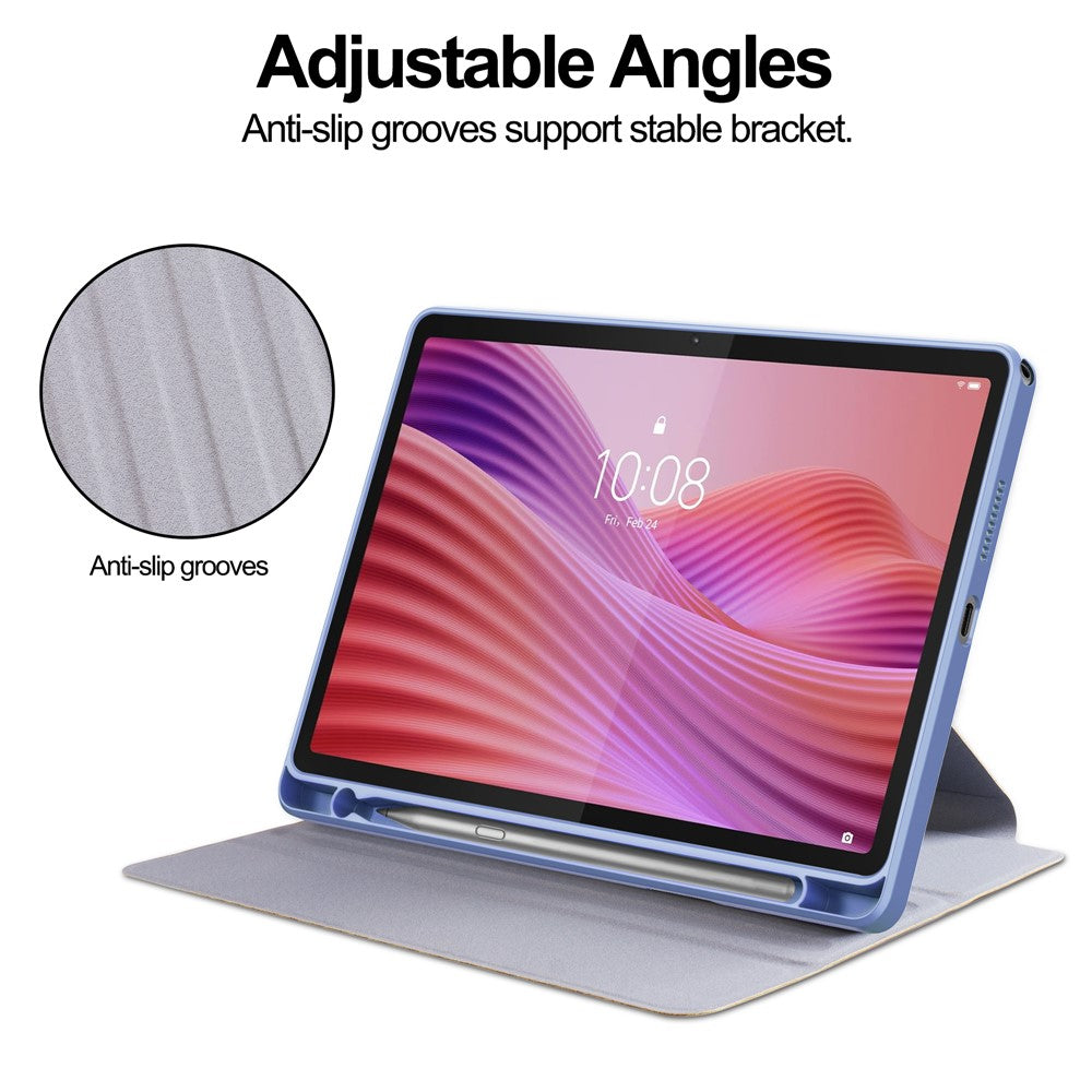 For Lenovo Tab TB311FU Case 360° Rotary Stand PU Leather+Acrylic Tablet Cover (Without Keyboard) - Purple