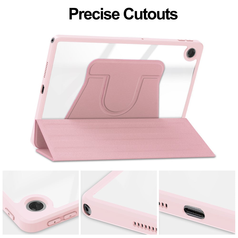 For Lenovo Tab TB311FU Case 360° Rotary Stand PU Leather+Acrylic Tablet Cover (Without Keyboard) - Pink
