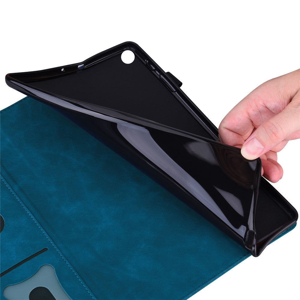 For Lenovo Tab K10C / Tab E10C Case PU Leather Protective Folio Tablet Cover with Card Holder - Blue
