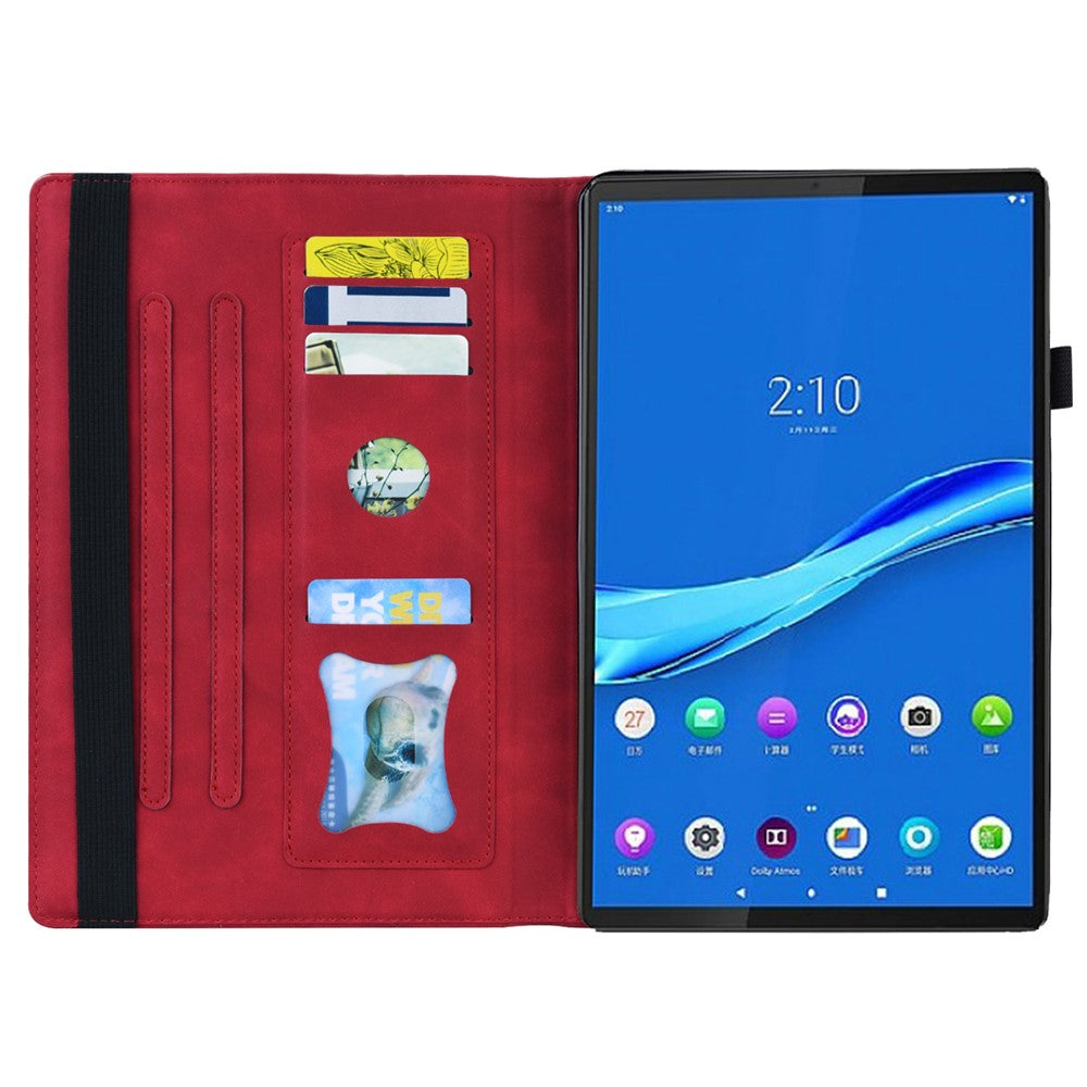 For Lenovo Tab K10C / Tab E10C Case PU Leather Protective Folio Tablet Cover with Card Holder - Red