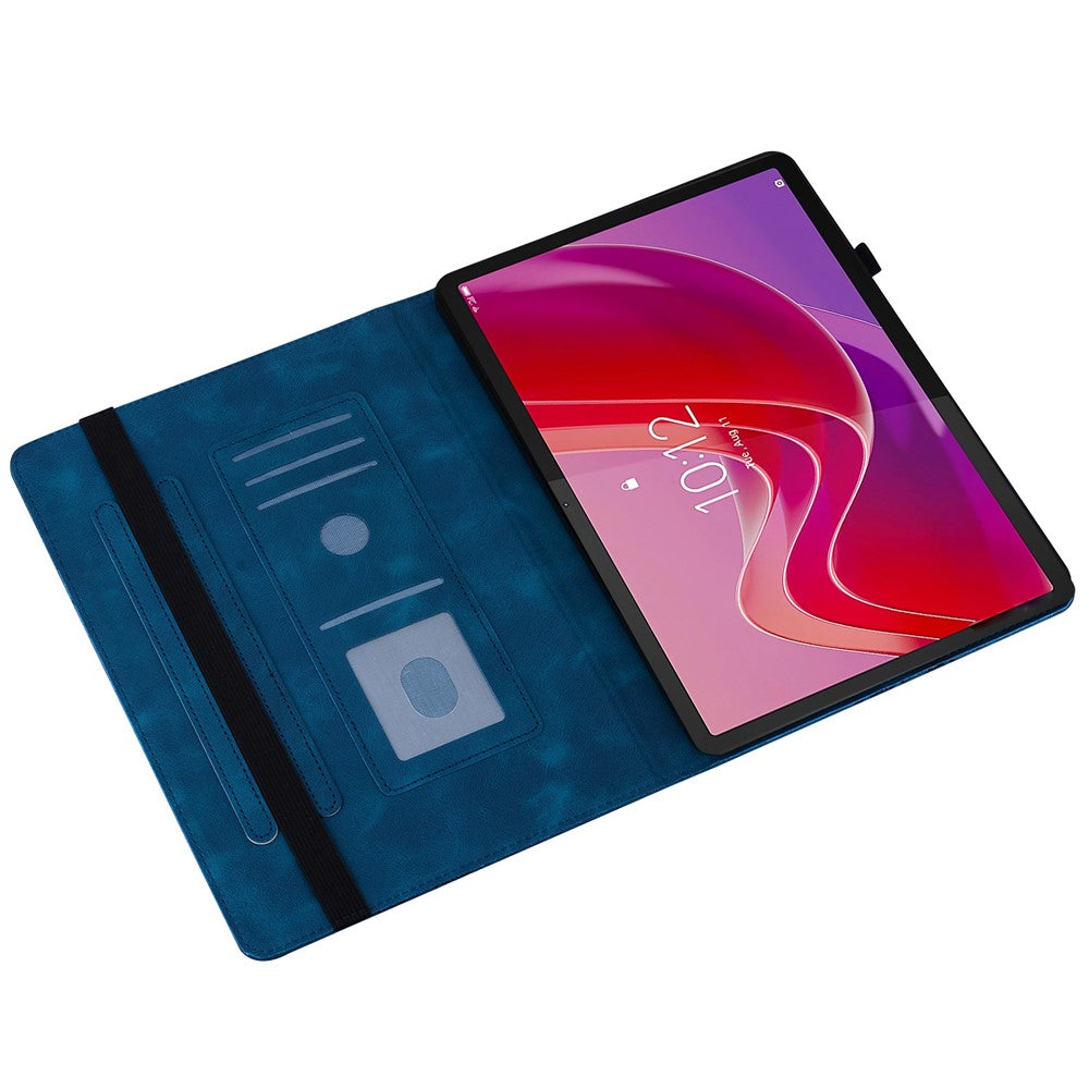 For Lenovo Tab M11 (TB-330FC) / Xiaoxin Pad 11 2024 (TB-331FC) Leather Case Heart Imprint Foldable Stand Card Slot Stylus Holder Tablet Cover - Blue