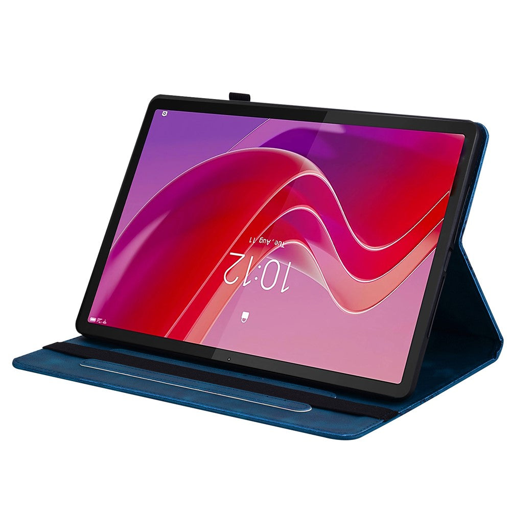 For Lenovo Tab M11 (TB-330FC) / Xiaoxin Pad 11 2024 (TB-331FC) Leather Case Heart Imprint Foldable Stand Card Slot Stylus Holder Tablet Cover - Blue
