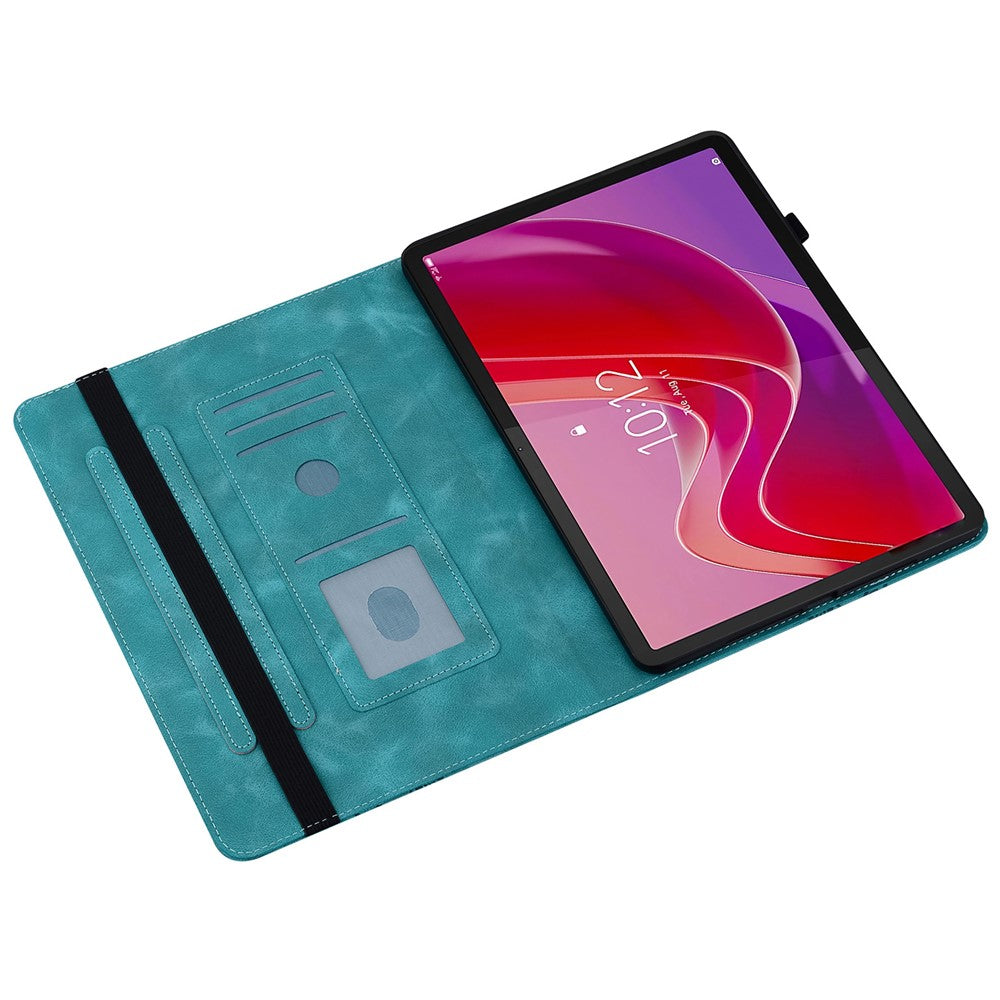 For Lenovo Tab M11 (TB-330FC) / Xiaoxin Pad 11 2024 (TB-331FC) Leather Case Heart Imprint Foldable Stand Card Slot Stylus Holder Tablet Cover - Green