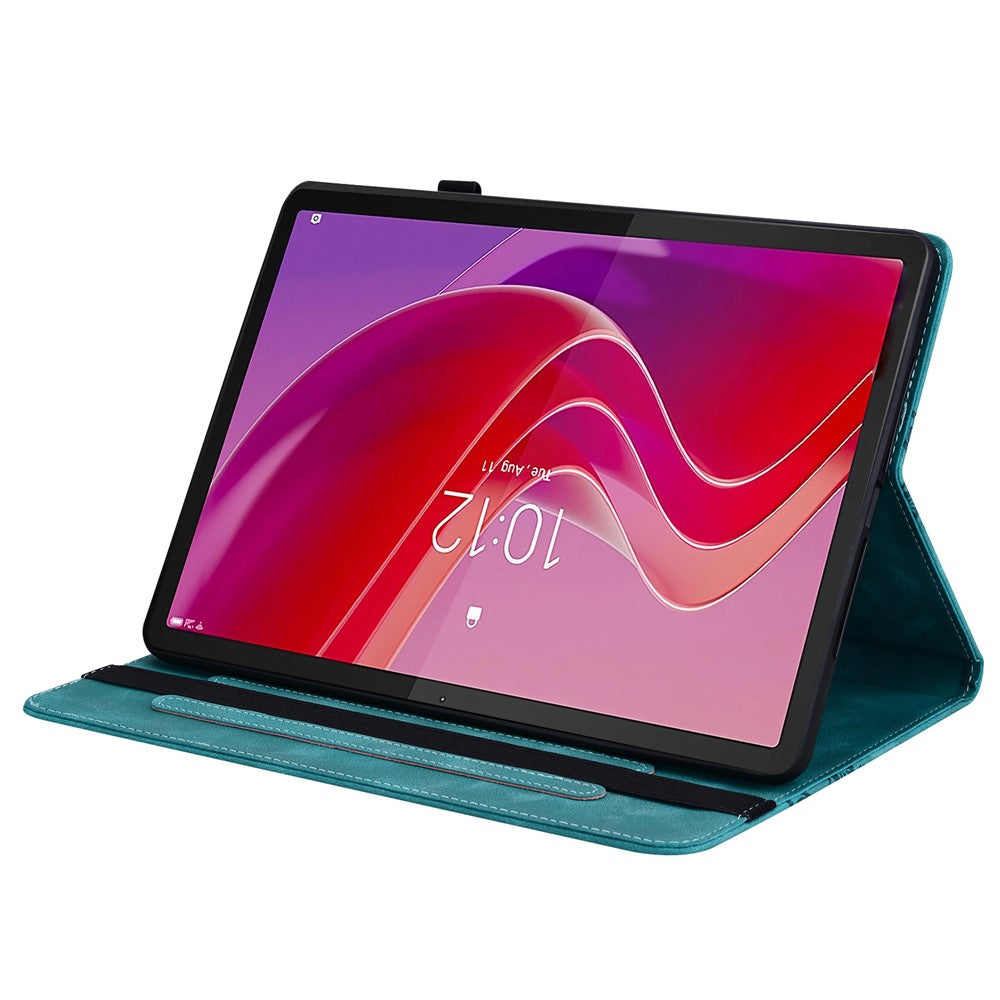 For Lenovo Tab M11 (TB-330FC) / Xiaoxin Pad 11 2024 (TB-331FC) Leather Case Heart Imprint Foldable Stand Card Slot Stylus Holder Tablet Cover - Green