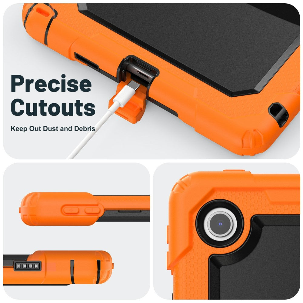 For Lenovo Tab 10.1 (2025) TB-311XU / Tab TB311FU Case Kickstand PC + Silicone Shockproof Tablet Cover - Orange