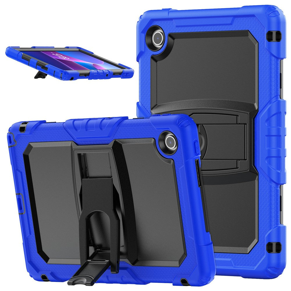 For Lenovo Tab 10.1 (2025) TB-311XU / Tab TB311FU Case Kickstand PC + Silicone Shockproof Tablet Cover - Dark Blue