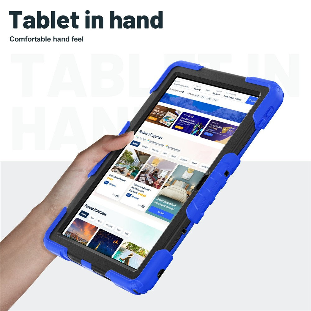 For Lenovo Tab 10.1 (2025) TB-311XU / Tab TB311FU Case Kickstand PC + Silicone Shockproof Tablet Cover - Dark Blue