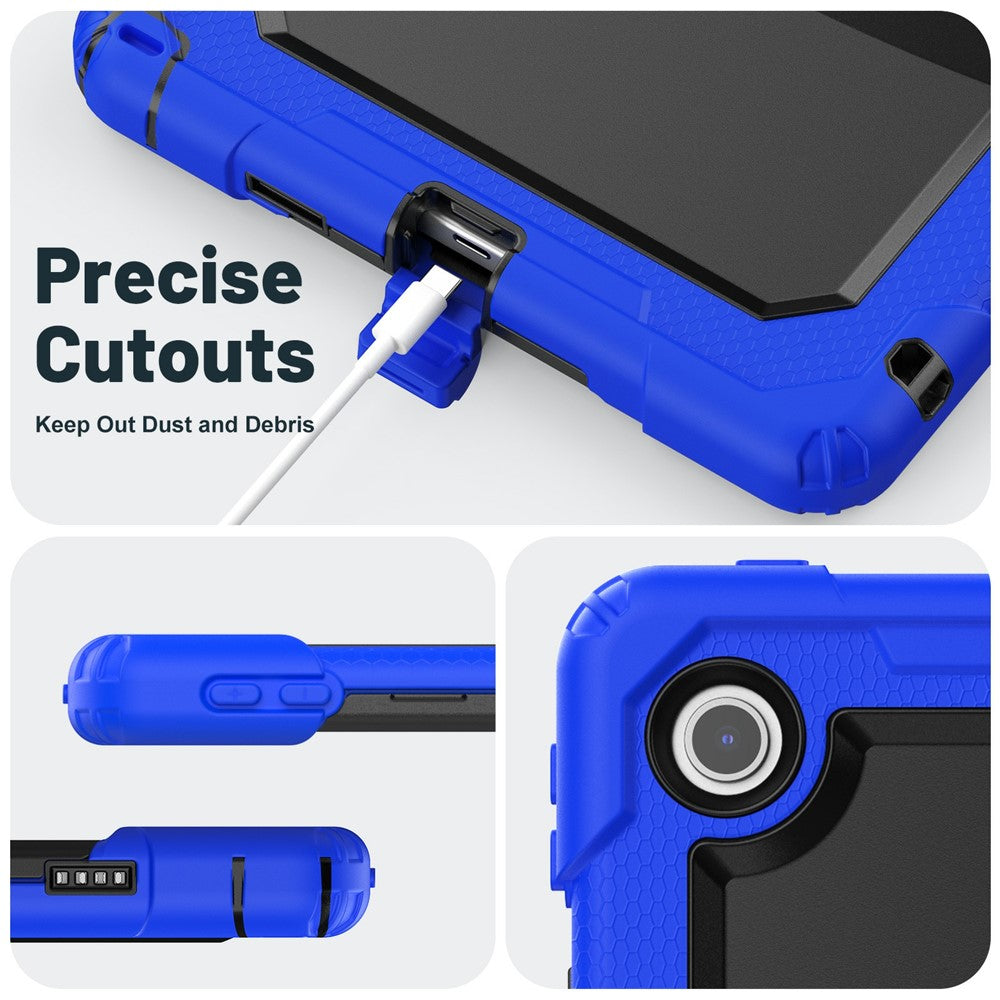 For Lenovo Tab 10.1 (2025) TB-311XU / Tab TB311FU Case Kickstand PC + Silicone Shockproof Tablet Cover - Dark Blue