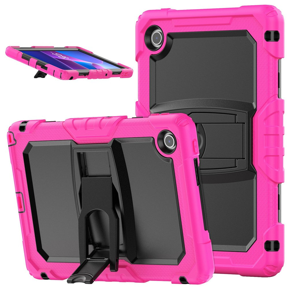For Lenovo Tab 10.1 (2025) TB-311XU / Tab TB311FU Case Kickstand PC + Silicone Shockproof Tablet Cover - Rose