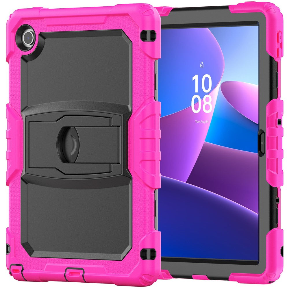 For Lenovo Tab 10.1 (2025) TB-311XU / Tab TB311FU Case Kickstand PC + Silicone Shockproof Tablet Cover - Rose