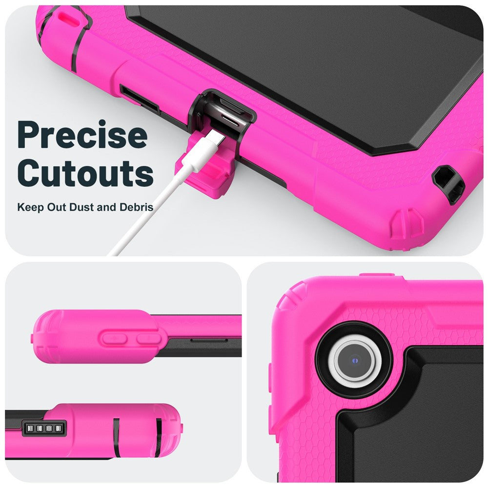 For Lenovo Tab 10.1 (2025) TB-311XU / Tab TB311FU Case Kickstand PC + Silicone Shockproof Tablet Cover - Rose