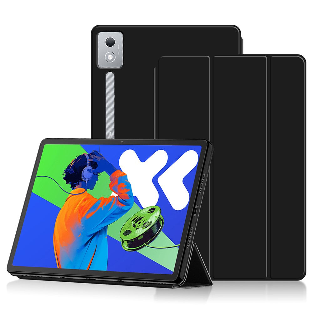 For Lenovo Idea Tab Pro / Xiaoxin Pad Pro 12.7 (2025) Case PU Leather TPU Back Trifold Stand Tablet Cover - Black