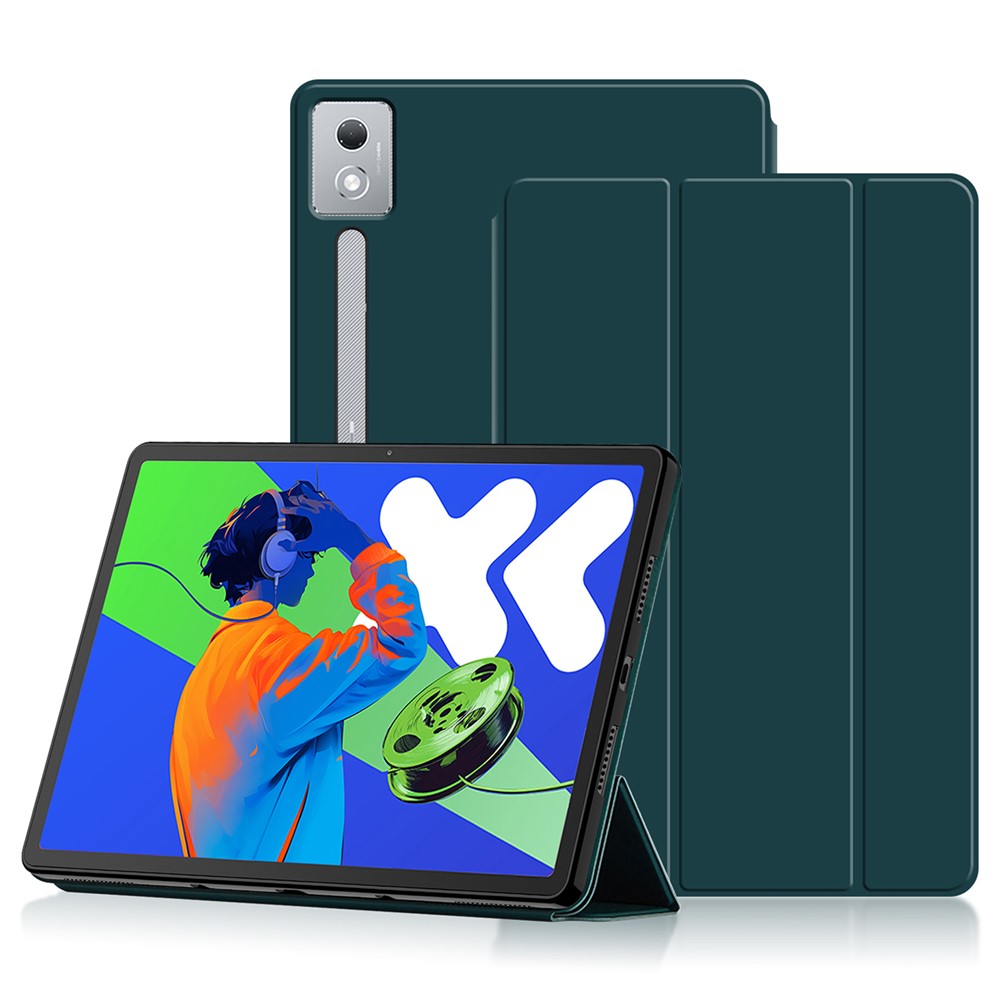 For Lenovo Idea Tab Pro / Xiaoxin Pad Pro 12.7 (2025) Case PU Leather TPU Back Trifold Stand Tablet Cover - Green