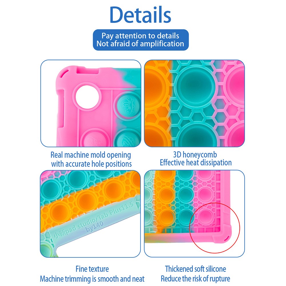 For Lenovo Xiaoxin Pad Studio 11.5 inch / Tab Plus TB-351FU Case Push Bubble Tablet Cover with Shoulder Strap - Blue