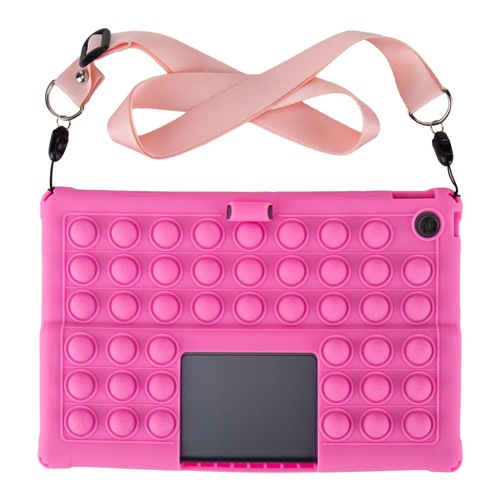 For Lenovo Xiaoxin Pad Studio 11.5 inch / Tab Plus TB-351FU Case Push Bubble Tablet Cover with Shoulder Strap - Rose