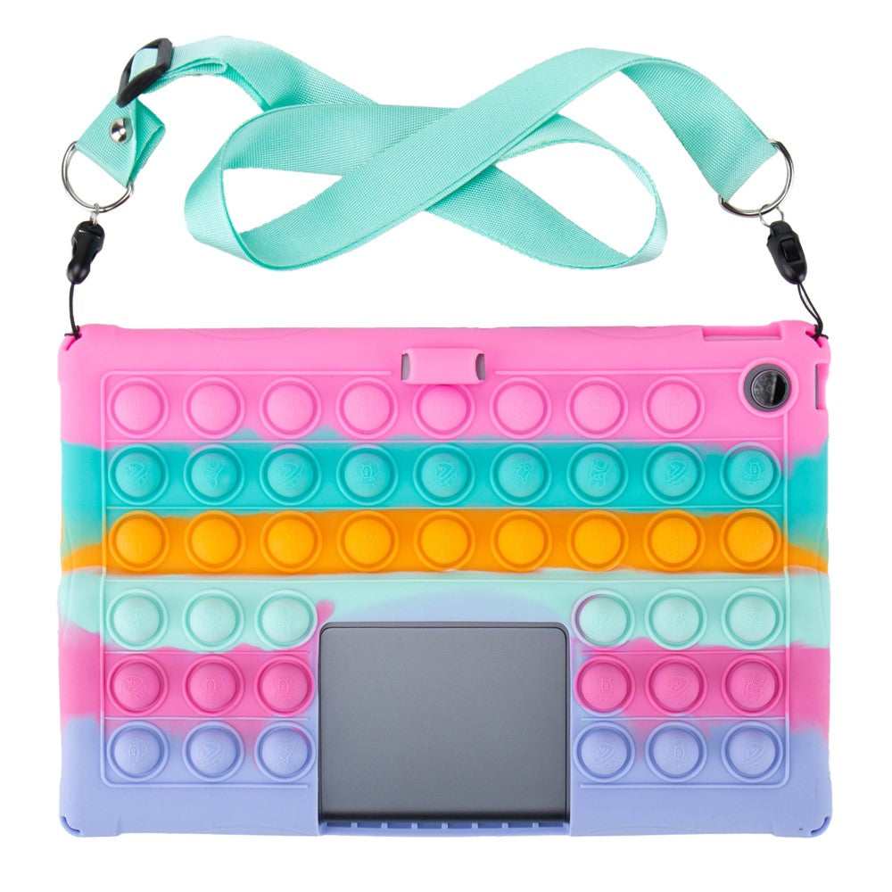 For Lenovo Xiaoxin Pad Studio 11.5 inch / Tab Plus TB-351FU Case Push Bubble Tablet Cover with Shoulder Strap - Colorful Rose