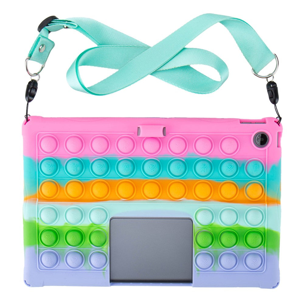 For Lenovo Xiaoxin Pad Studio 11.5 inch / Tab Plus TB-351FU Case Push Bubble Tablet Cover with Shoulder Strap - Colorful Pink