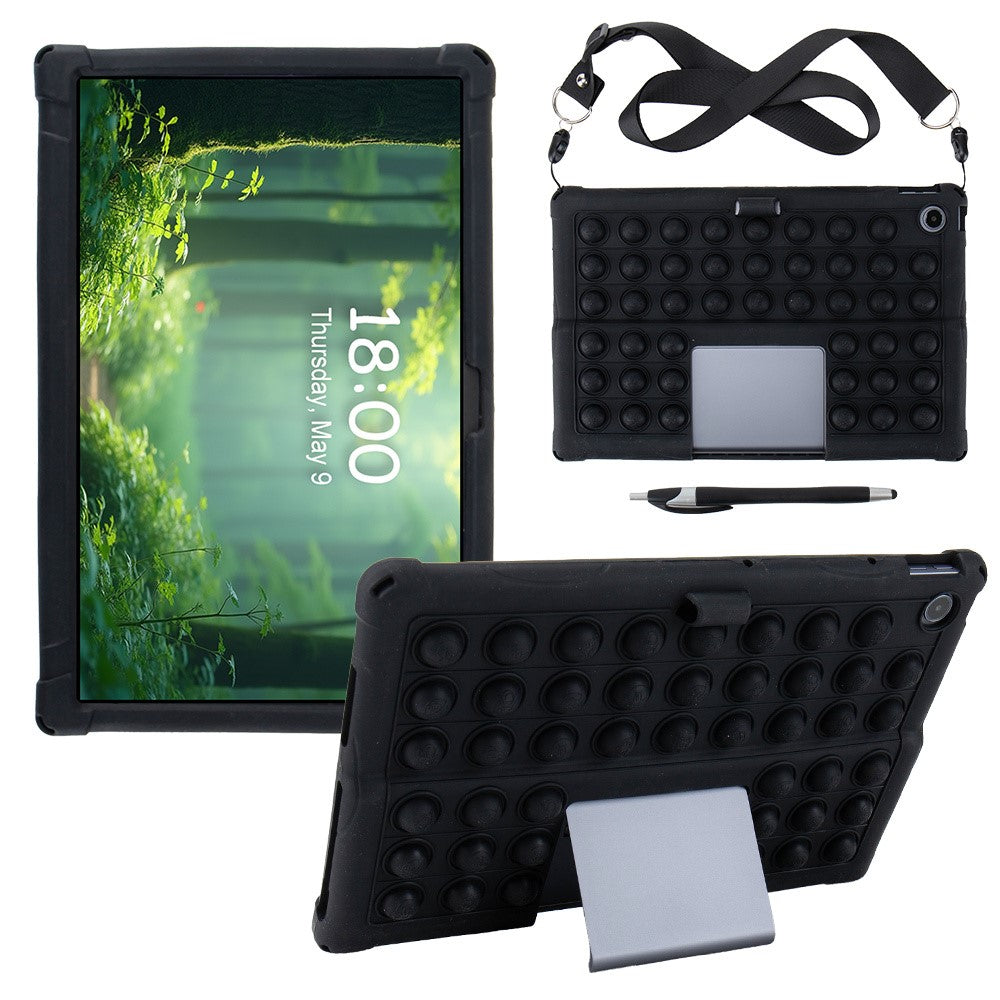 For Lenovo Xiaoxin Pad Studio 11.5 inch / Tab Plus TB-351FU Case Push Bubble Tablet Cover with Shoulder Strap - Black