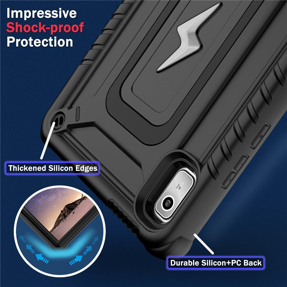 For Lenovo Nook 9 inch (2024) / Tab M9 TB-310FU TB-310FX Case Kickstand PC + Silicone Tablet Cover with Shoulder Strap - Black