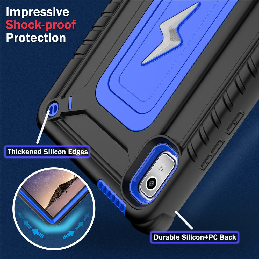 For Lenovo Nook 9 inch (2024) / Tab M9 TB-310FU TB-310FX Case Kickstand PC + Silicone Tablet Cover with Shoulder Strap - Black + Blue