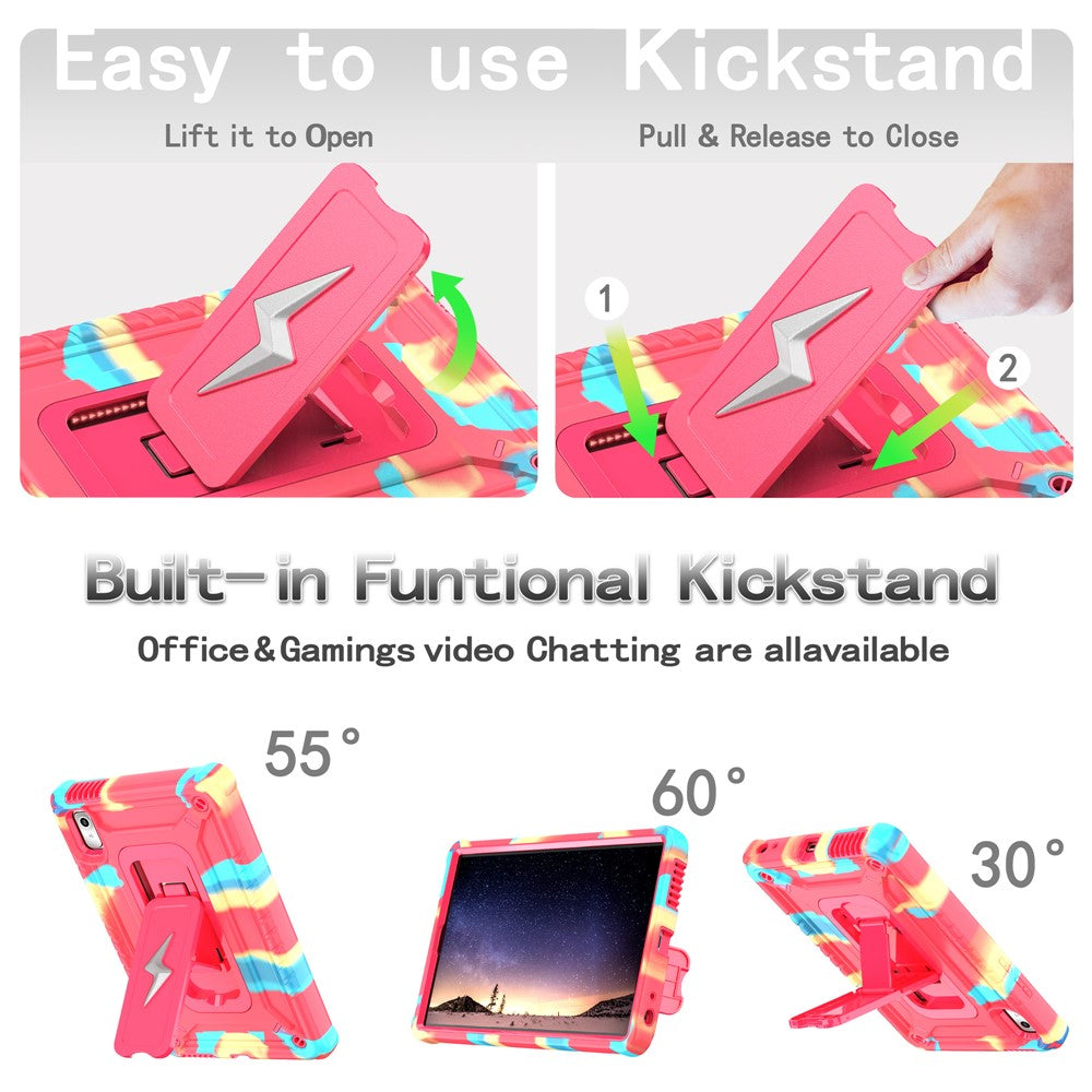 For Lenovo Nook 9 inch (2024) / Tab M9 TB-310FU TB-310FX Case Kickstand PC + Silicone Tablet Cover with Shoulder Strap - Camouflage Rose + Rose