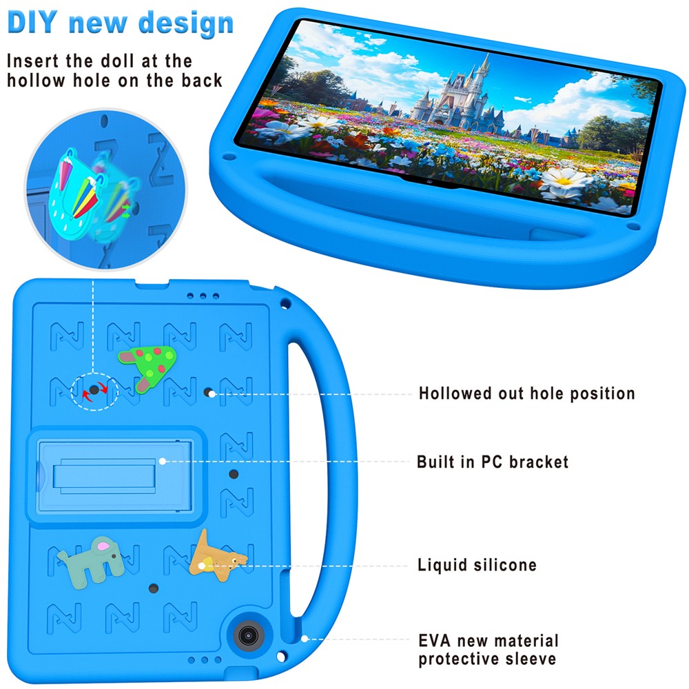 For Lenovo Tab 10.1 (2025) TB-311XU / Tab TB311FU Kickstand Case EVA + PC Tablet Protection Cover with Shoulder Strap - Blue
