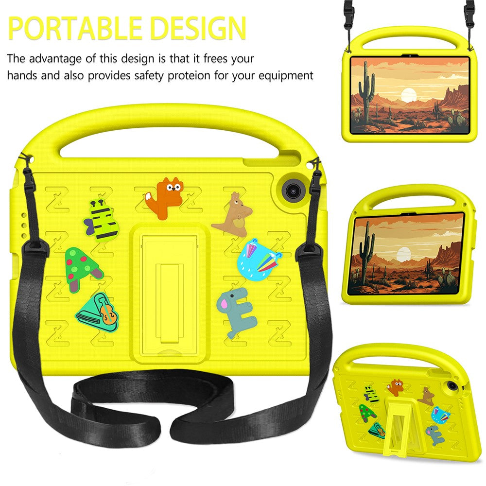 For Lenovo Tab 10.1 (2025) TB-311XU / Tab TB311FU Kickstand Case EVA + PC Tablet Protection Cover with Shoulder Strap - Yellow