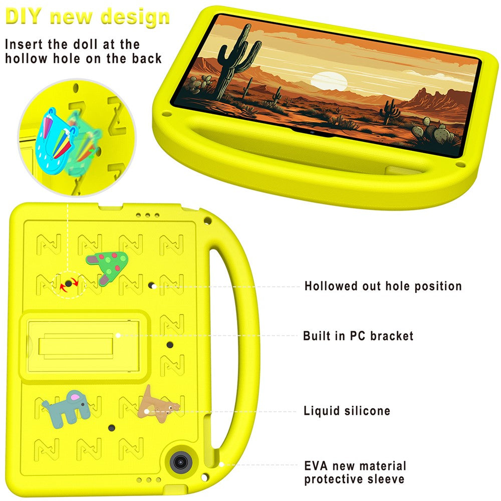 For Lenovo Tab 10.1 (2025) TB-311XU / Tab TB311FU Kickstand Case EVA + PC Tablet Protection Cover with Shoulder Strap - Yellow