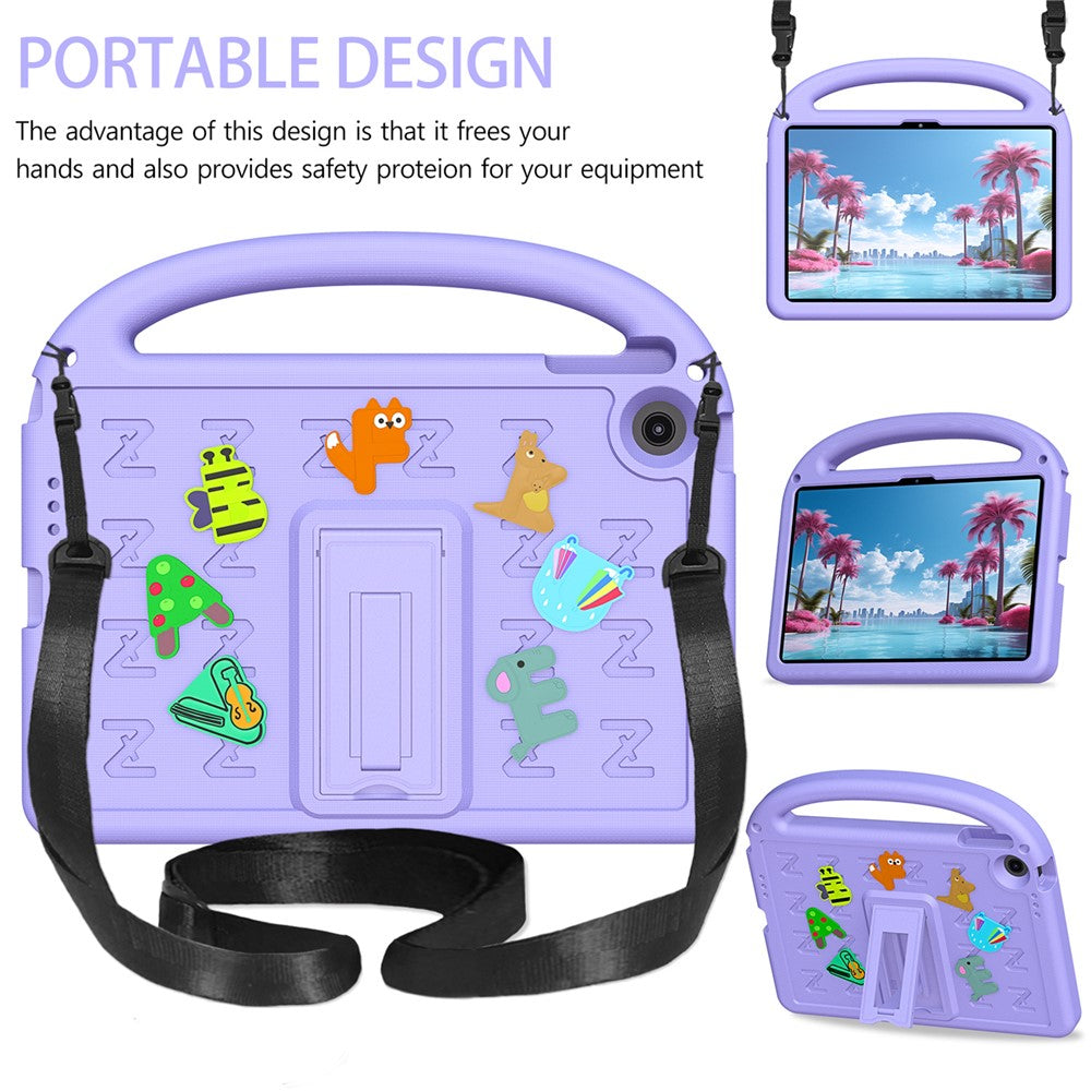 For Lenovo Tab 10.1 (2025) TB-311XU / Tab TB311FU Kickstand Case EVA + PC Tablet Protection Cover with Shoulder Strap - Purple