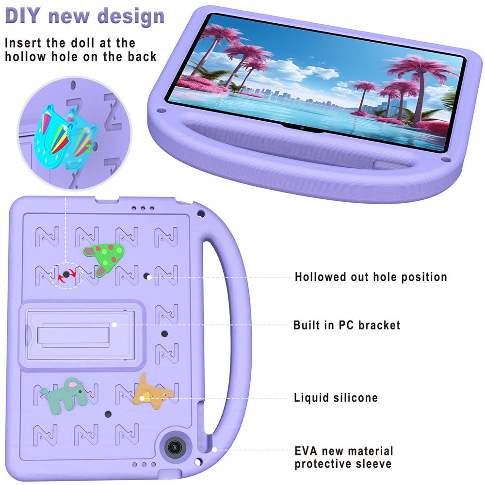 For Lenovo Tab 10.1 (2025) TB-311XU / Tab TB311FU Kickstand Case EVA + PC Tablet Protection Cover with Shoulder Strap - Purple