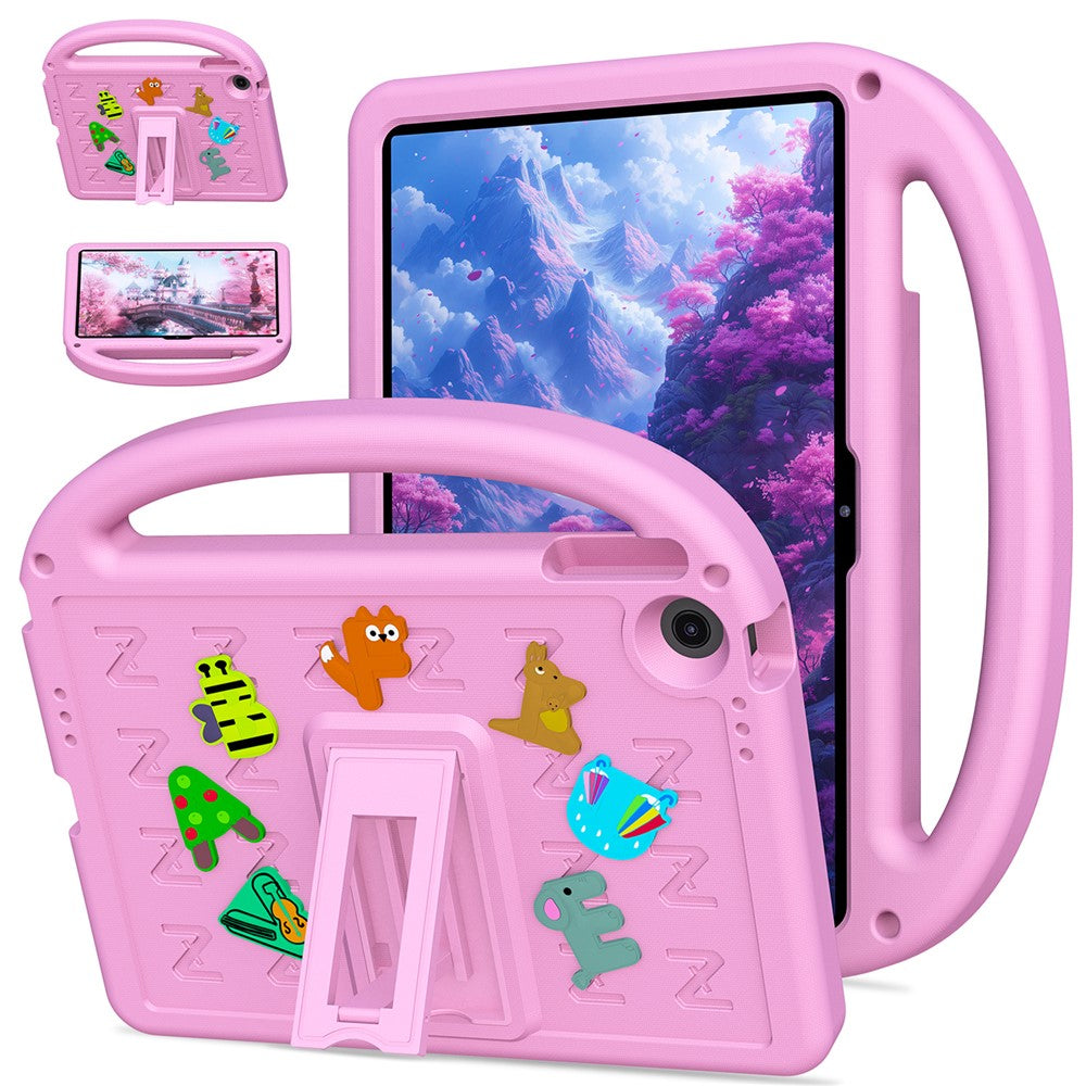 For Lenovo Tab 10.1 (2025) TB-311XU / Tab TB311FU Kickstand Case EVA + PC Tablet Protection Cover with Shoulder Strap - Pink