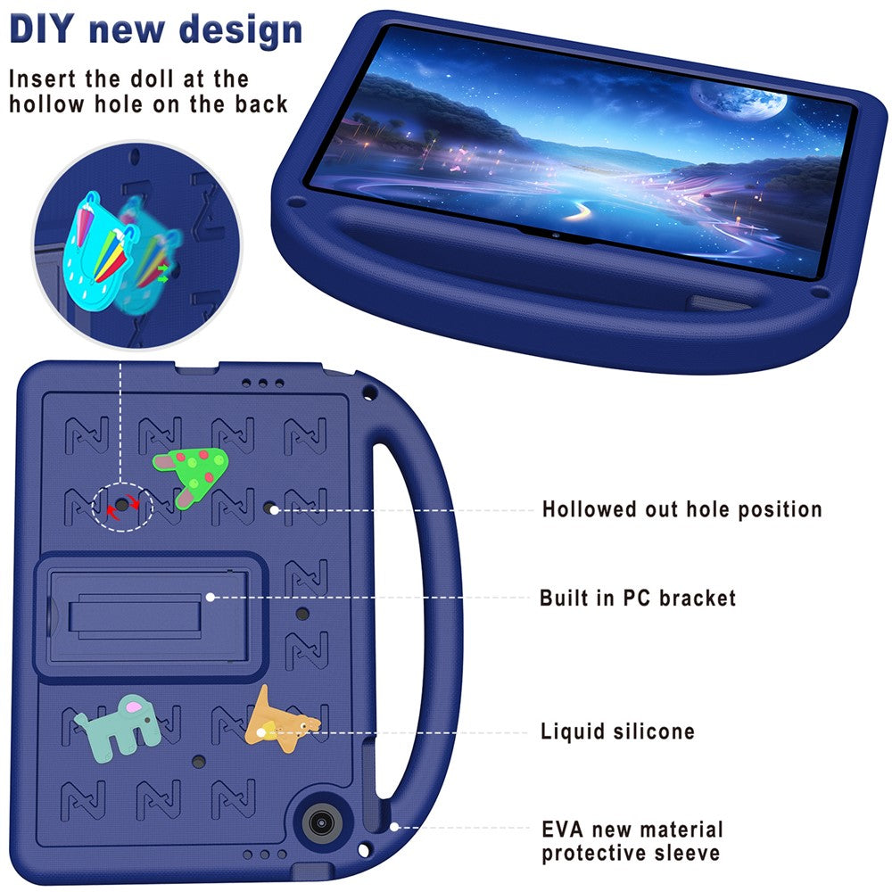 For Lenovo Tab 10.1 (2025) TB-311XU / Tab TB311FU Kickstand Case EVA + PC Tablet Protection Cover with Shoulder Strap - Navy Blue