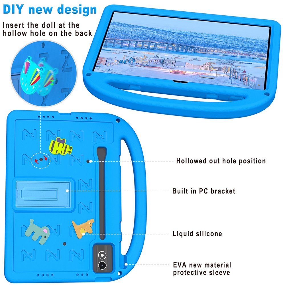 Kickstand EVA + PC Tablet Case with Shoulder Strap For Lenovo Tab P12  /  Xiaoxin Pad Pro 12.7 (2025)  /  Xiaoxin Pad Plus 12.7  /  Yoga Pad Pro - Blue