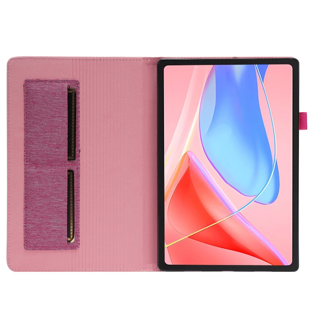 For Lenovo Tab 10.1 (2025) TB-311XU / Tab TB311FU Leather Case Card Holder Cloth Texture Tablet Stand Cover - Pink
