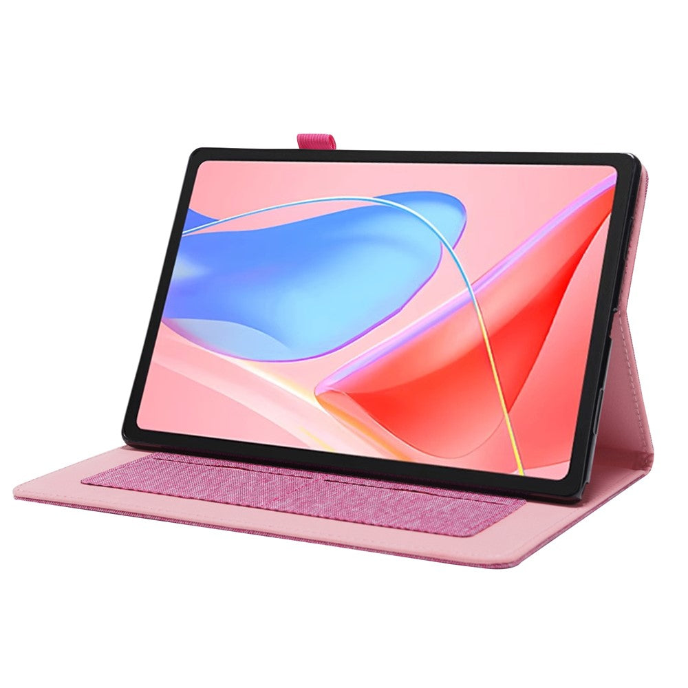 For Lenovo Tab 10.1 (2025) TB-311XU / Tab TB311FU Leather Case Card Holder Cloth Texture Tablet Stand Cover - Pink