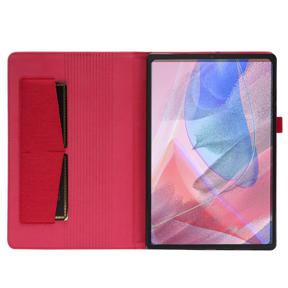 For Lenovo Tab 10.1 (2025) TB-311XU / Tab TB311FU Leather Case Card Holder Cloth Texture Tablet Stand Cover - Red