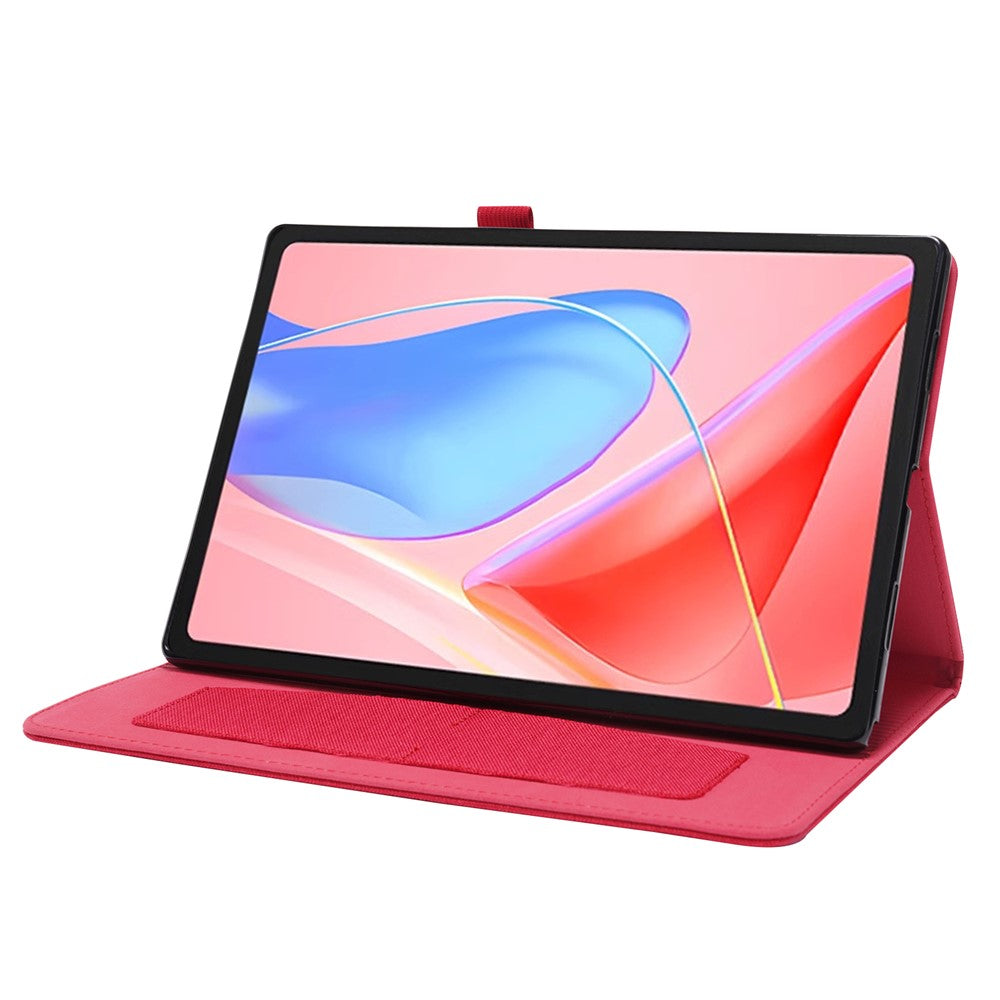 For Lenovo Tab 10.1 (2025) TB-311XU / Tab TB311FU Leather Case Card Holder Cloth Texture Tablet Stand Cover - Red