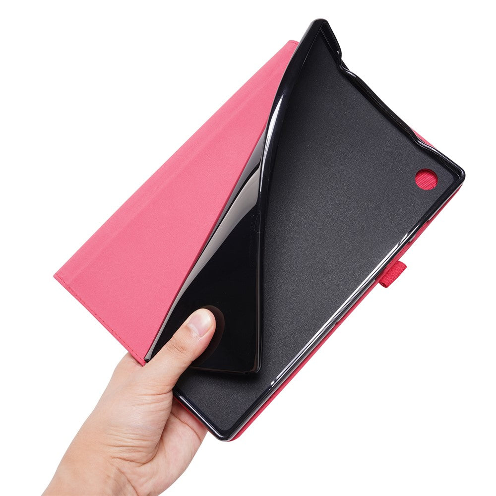 For Lenovo Tab 10.1 (2025) TB-311XU / Tab TB311FU Leather Case Card Holder Cloth Texture Tablet Stand Cover - Red