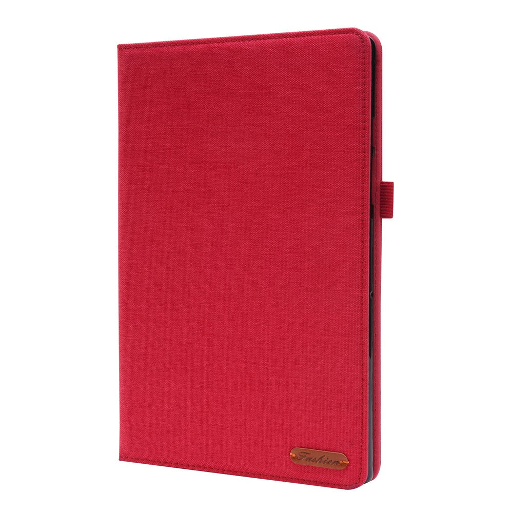 For Lenovo Tab 10.1 (2025) TB-311XU / Tab TB311FU Leather Case Card Holder Cloth Texture Tablet Stand Cover - Red