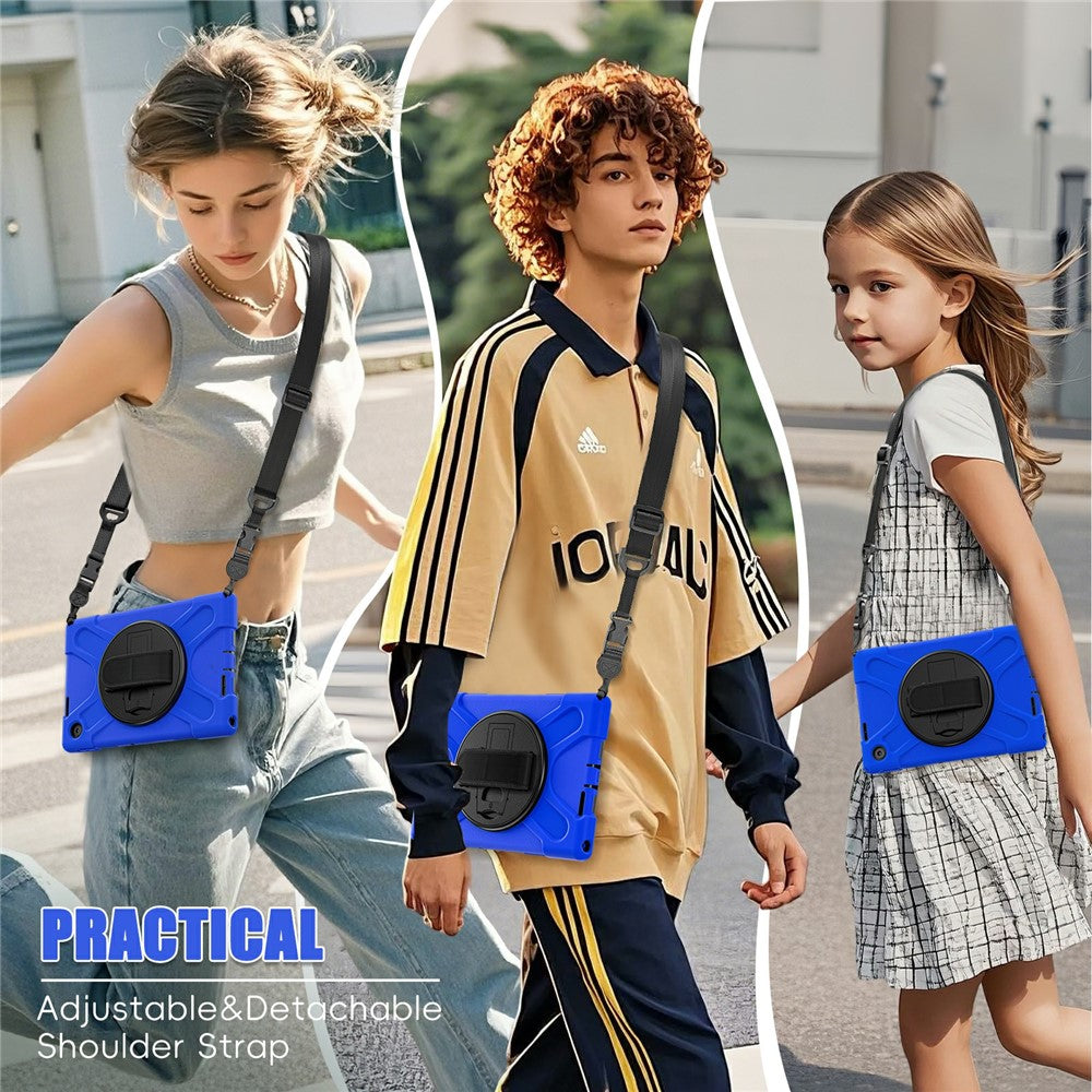 For Lenovo Tab 10.1 (2025) TB311XU / Zhaoyang K10C Kickstand Case TPU PC Silicone Tablet Cover with Shoulder Strap - Blue