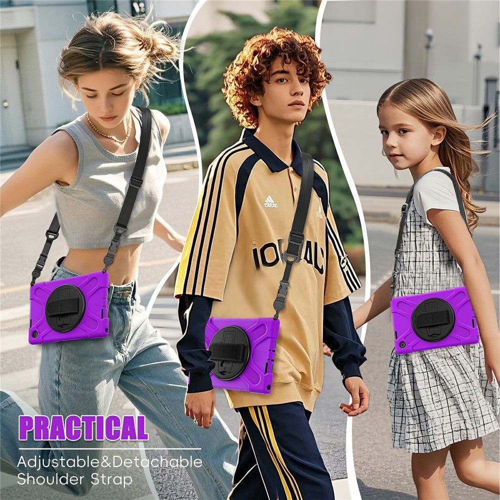For Lenovo Tab 10.1 (2025) TB311XU / Zhaoyang K10C Kickstand Case TPU PC Silicone Tablet Cover with Shoulder Strap - Purple